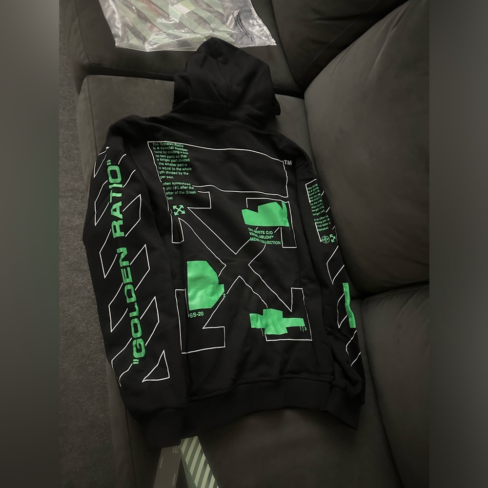 Off-White “Golden Ratio” Hoodie by Virgil Abloh – Black/Green (SS20)